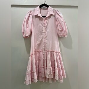 Kleid‎ Pink Ruffle Sundress with Puff Sleeves